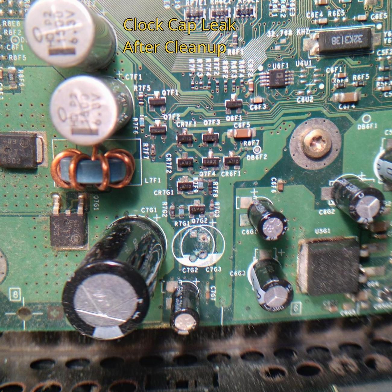 (clock cap leakage closeup after)